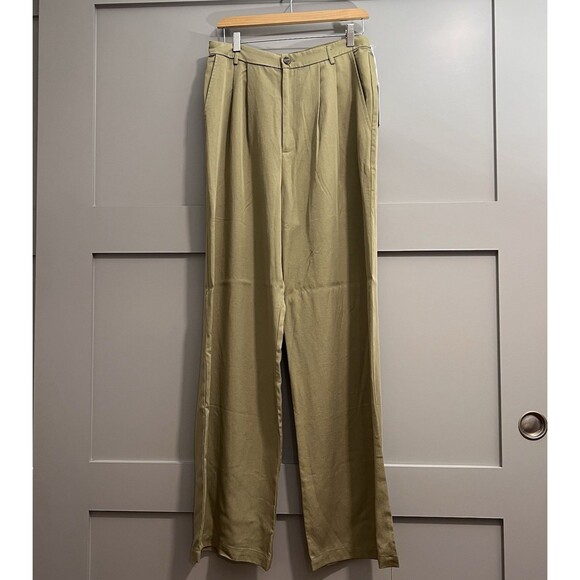Reformation Mason Pant High Waist Wide Leg Trousers Women Sz. 10 Olive Green NWT - Picture 1 of 16